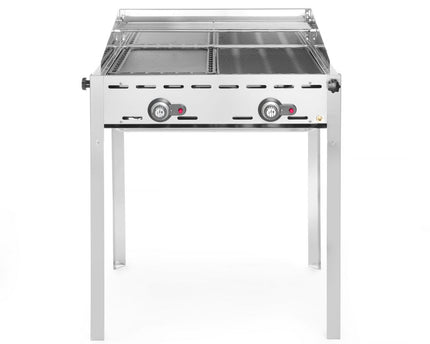 Grillsystem Green Fire 2 Brenner, HENDI, Profi Line, 2 Edelstahl Grillroste Gastronorm 1/1, 11,6kW, 740x612x(H)825mm