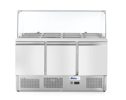 Kühltisch, dreitürig mit Glasdisplay 380L, Arktic, 230V/310W, 1390x702x(H)1330mm