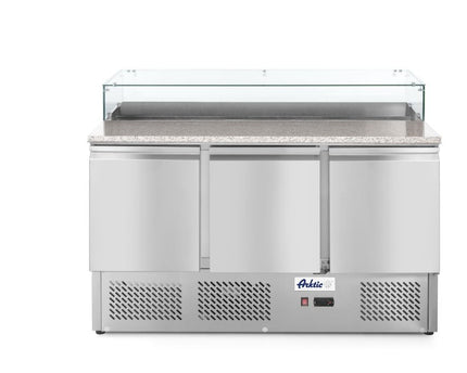 Pizzatisch, dreitürig 380L, Arktic, 230V/310W, 1378x702x(H)1155mm