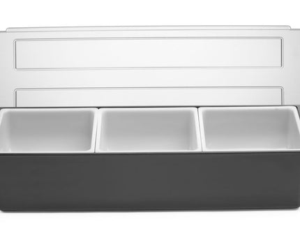 Zutatenbox – 3 Behälter, BarUp, Schwarz, 480x150x(H)100mm