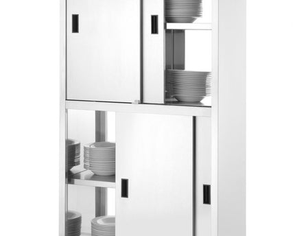 Durchreicheschrank mit Trennwand und Schiebetüren – verschraubt, HENDI, Kitchen Line, 1000x600x(H)1800mm