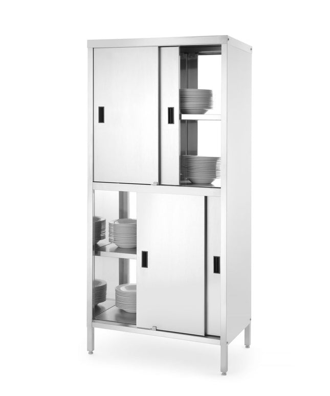 Durchreicheschrank mit Trennwand und Schiebetüren – verschraubt, HENDI, Kitchen Line, 800x500x(H)1800mm