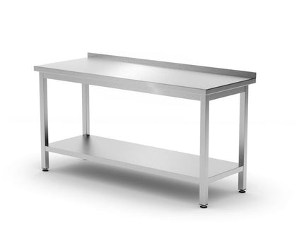 Wandtisch mit Ablage – verschraubt, Tiefe 600 mm, HENDI, Budget Line, 600x600x(H)850mm
