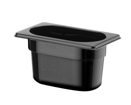 Gastronorm-Behälter 1/9, HENDI, GN 1/9, 1L, Schwarz, 176x108x(H)100mm