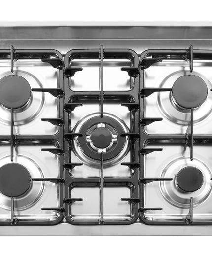 Gasherd - 5 Brenner mit Elektroofen, HENDI, Kitchen Line, Silber, 230V/2900W, 14,3kW, 900x655x(H)900mm